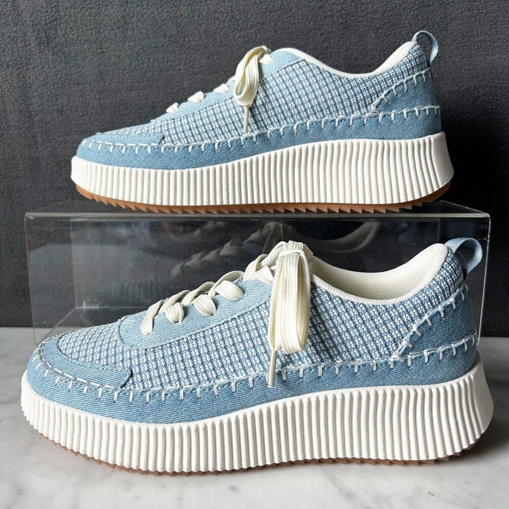 Nicole Miller Brita Platform Wedge Sneakers Blue/White - Women's Size 9 NEW - Picture 2 of 9
